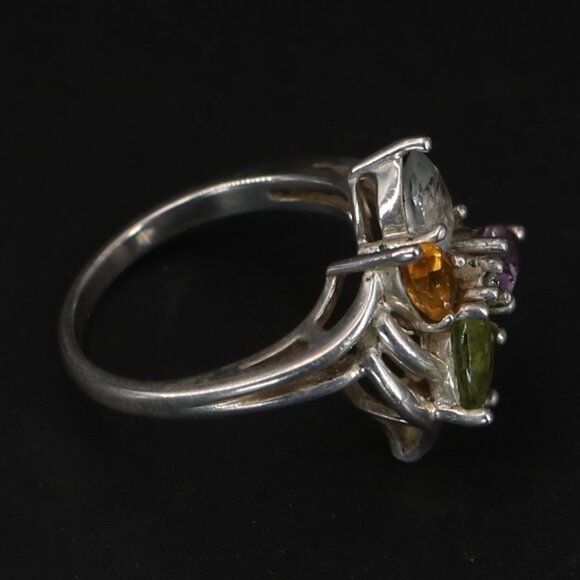 Sterling Silver Ring Genuine Citrine Amethyst Garnet Topaz Citrine Peridot US 6 - Picture 3 of 6